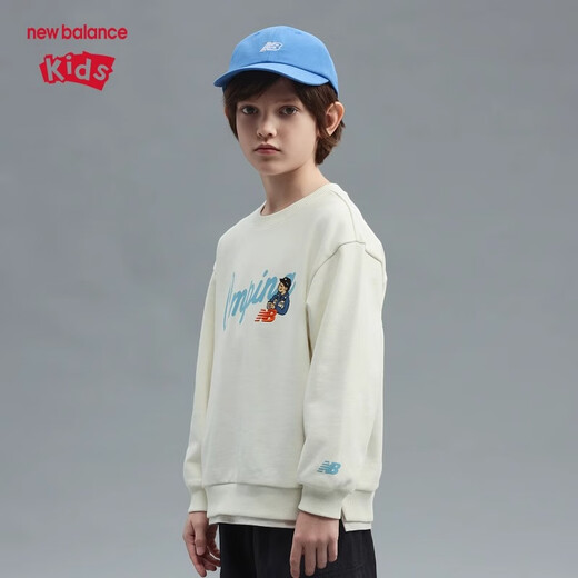 newbalance nb children's clothing 25 years spring new products for men, women and children versatile casual long-sleeved round neck pullover sweatshirt 7ZF12043 7ZF12043-BK black 120 cm