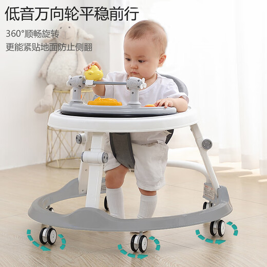 JOT TMM Baby Walker 2025 Nuevas piernas en forma de O Walker multifunción de 6-18 meses de edad para bebés y anti-rolling, altura ajustable y baja + placa de música + juguetes + rueda universal