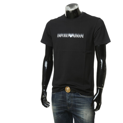 ARMANI/阿玛尼 EA 男士鹰标修身弹力纯棉短袖T恤 EM000574 AF12349 黑色 FC113 S