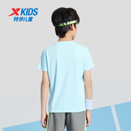 XTEP (XTEP) children's clothing boys' summer fast drying short-sleeved T-shirt in summer new mid-large children's short T-sport top Sky blue [9215] 170 cm