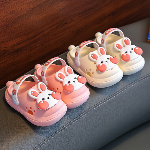 Kinder-Cartoon-Lochschuhe im Sommer Baby im Innen- und Außenbereich Little Boy Badeschuhe weiche Sohle nicht rutschfestes Kinder zu Hause Pink-Rabbit 24-25 Größe 15 cm (geeignet für weniger als 3 Jahre)