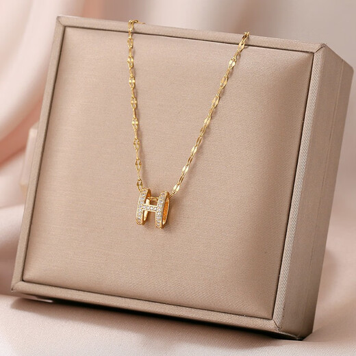 GIOIO Swarovski zirconium non-fading h letter necklace for women 18k gold light luxury niche 2025 new style same style