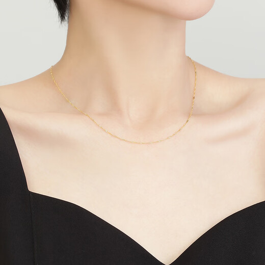 Ming brand jewelry 18K gold necklace K yellow water wave chain necklace simple plain chain for women CSR0235 pricing K yellow plain chain about 45 cm about 1.04-1.22 grams