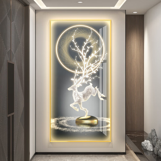 轻奢led带灯入户玄关装饰画简约现代挂画壁画走廊过道感大气 KX-3271 60*120