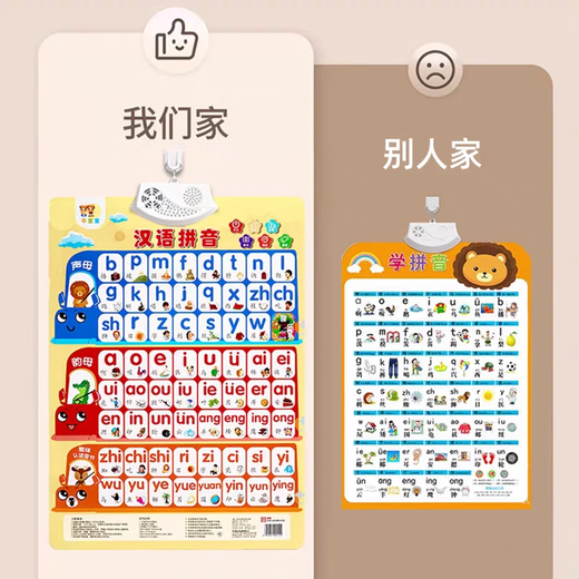 元气灵力婴幼儿童识字学习启蒙玩具宝宝有声早教挂图点读发声书拼音字母表 【3张】拼音+数字+汉字