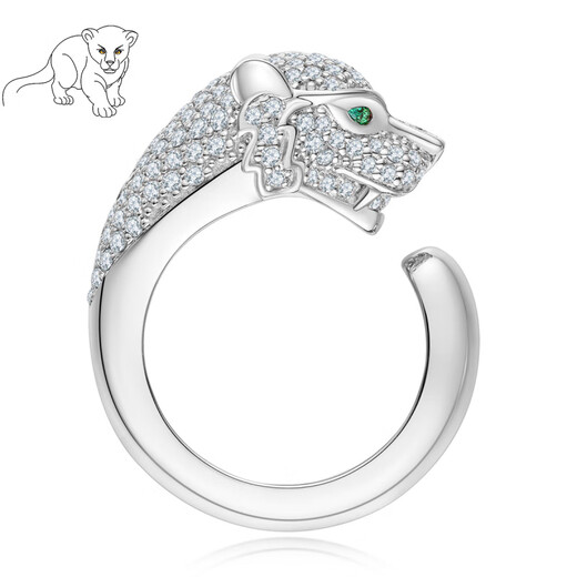 Guanpuge Fat Donglai quality pt950 platinum leopard head ring platinum men and women silver model live diamond lover inner diameter 16
