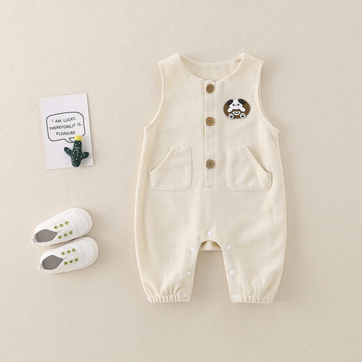 G.DUCKKIDS little yellow duck baby pants spring and autumn baby overalls casual pants for boys and girls cute outer trousers beige 80 size 6-12 months 75-85cm