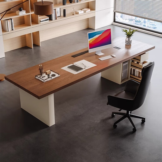Hanjitangyu Italian style light luxury solid wood office computer desk bedroom desk designer creative business boss desk simple executive desk 160*80*73*3cm ash wood desk
