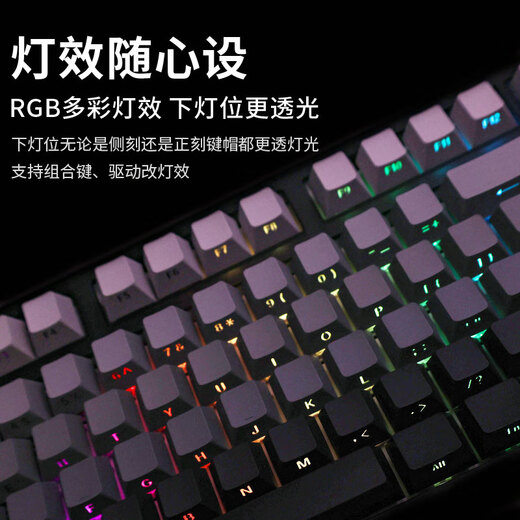 腹灵（FL·ESPORTS）MK870pro-有线单模机械键盘 黑曜石-白青烟侧刻键帽-青轴(段落轴) RGB灯光 游戏键盘