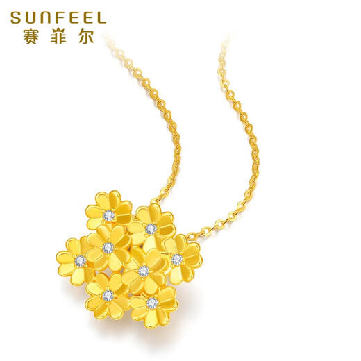 Safir birthday gift 18K gold pendant for women fashionable flower colored gold pendant for girlfriend birthday gift single pendant