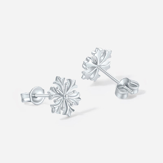 Saturday Fortune (ZLF) pt950 platinum earrings for women, classic shiny snowflake earrings for your girlfriend, one pair - 2.08g