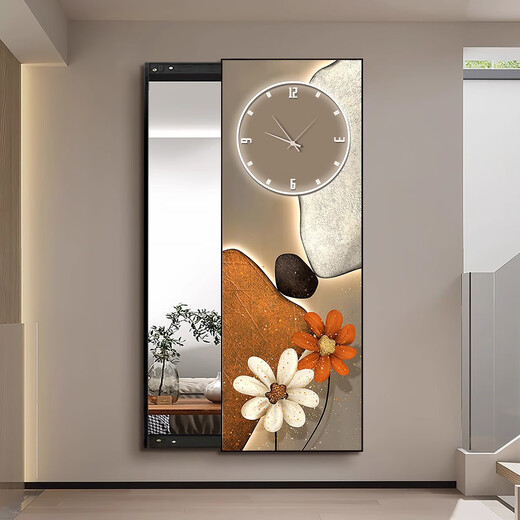 Versteckte Spiegelwand in voller Länge Spiegel Wandkontakt Push-Pull-Dressing Spiegel Schlafzimmer Anpassungsspiegel Veranda Korridor Dekorative Spiegel Malerei Gemälde Fortune Connection Watch A 30*100 cm Aluminiumlegierung Rahmen Kristall Porzellan Malerei