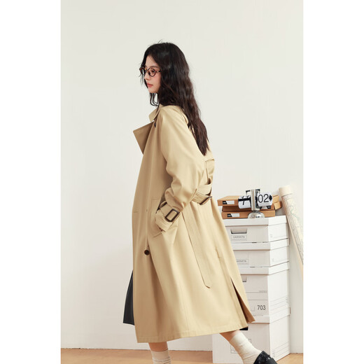 S EIFINI long-term windbreaker 2026 spring special new color classic double-breasted high-end British style mid-length coat dark khaki long L