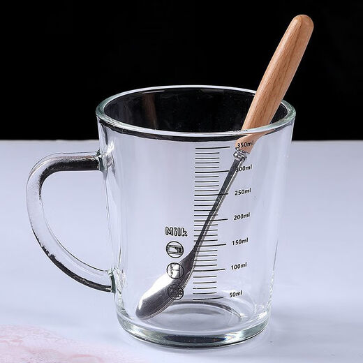 Detif food-grade glass water cup microwaveable heatable children's milk powder cup with straw scale thickened scale handle cup