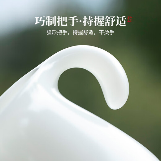 Yuquan Longmen Bingzhong Jade Porcelain Bisque-fired White Porcelain Fair Cup White Porcelain Tea Seaweed Handle Anti-scalding Kung Fu Tea Set Ceramic Tea Distributor Bingzhong Jade Porcelain Bisque-fired Handle Fair Cup (about 250ml)