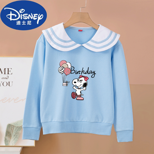 Disney Brand Children's Clothing for Girls and Children's Fashionable Spring 2025 Sweinshirt Swintershirt Spring y Autumn Pure Algody Army Navy Navy Top [Pure Cotton] Collar azul marino-White-S795 140 cm Recomendado 52-62Jin [Jin equivale a 0.5 kg]