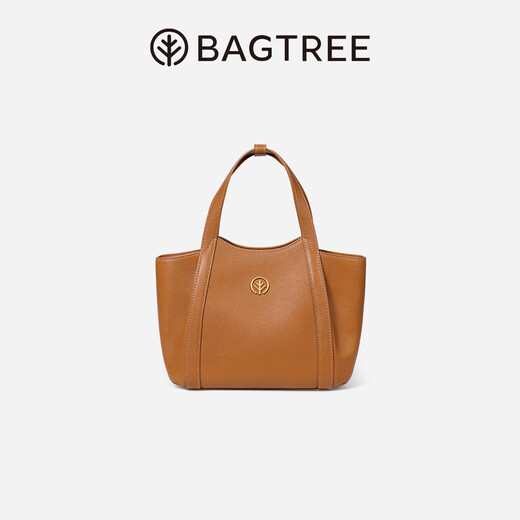 BAGTREE【明星同款】包包树晚枫小包植鞣牛皮托特女包新款斜挎通勤手提包 橡果色 高级小众