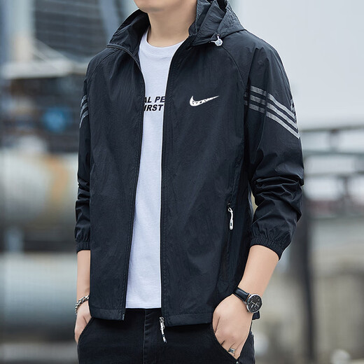 Sun protection clothing men's summer thin coat lightweight new breathable anti-UV ice silk fishing sun protection clothing men's quick-drying black XL