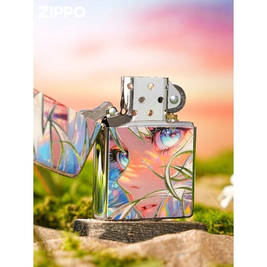 Zippo Leichter Windproof Zppo Kerosin leichter Geschenk Silber Flash Girl [eigenständig ölfrei] DY9902DK