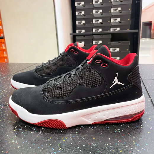 
Nike (NIKE) basketball shoes men's shoes 2025 summer new JORDAN MAX AURA 2 shock-cushioning wear-resistant sports casual shoes CK6636-016 black and red 40