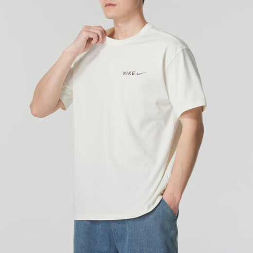 Nike (Nike) Offizielles T-Shirt für Männer, neue Sommersportnacken-Basketball-Trikot, lässige und vielseitige weiße, atmungsaktive Kurzärmele, HF6172-133/Weiß L 175 Vorschlag 130-150jin [Jin gleich 0,5 kg]