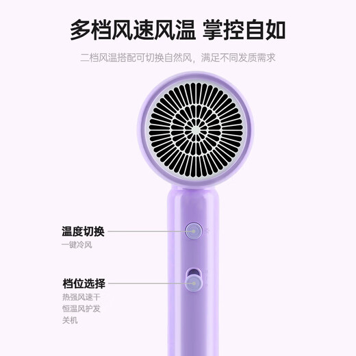 Kangfu hair dryer household negative ion high power hot and cold wind strong wind quick drying hair dryer hair dryer for boys and girls travel dormitory KF-3158 1600W Purple