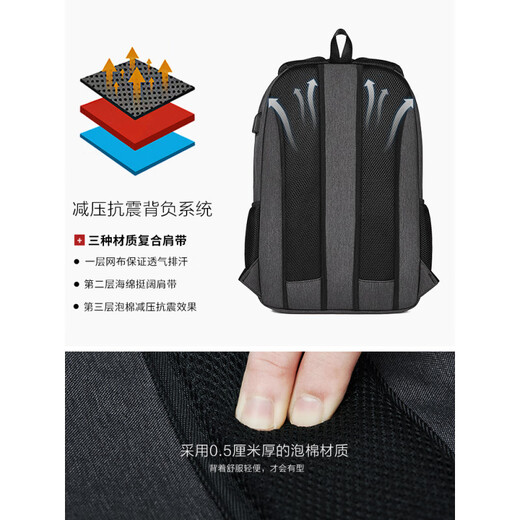 
Bostanton (BOSTANTEN) new men's backpack school bag commuting and business trip large capacity student computer bag business backpack men dark gray [can be placed within 16 inches of computer]