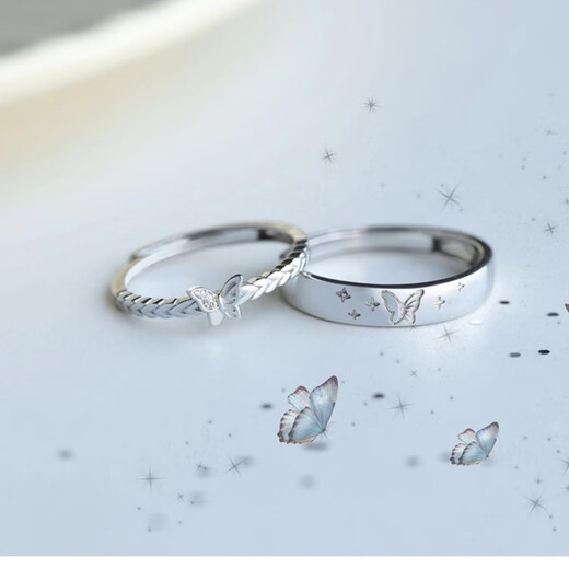 CAMPUSKINGLY Old Phoenix French I Love You Pure Silver 9999 Ring Engraving Customized Adjustable Live Mouth Couple Ring French I Love You Pure Silver Ring Pair Lao Feng