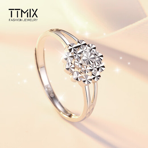 TTMIX platinum ring pt950 petal platinum ring live ring imitation diamond design birthday gift for girlfriend 4.1-4.3g
