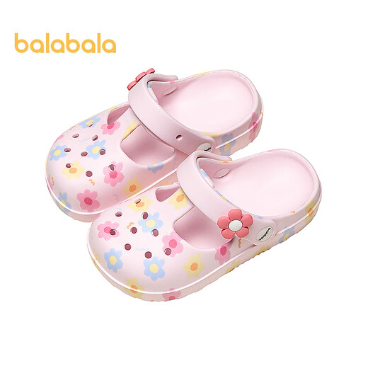 Balabala Kinderschuhe Kinderloch Schuhe Nicht-rutsche Mädchen Sandalen 2025 Sommer neue Schuhe süße Blumenrosa 60010 17 Innere Länge 17 cm geeignet für Fußlänge 16 cm