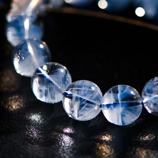 Eternal symbol natural Brazilian old mine blue needle crystal round bead bracelet vision needle angel feather gift for men and women to improve self 7mm-palace Brazilian blue needle water