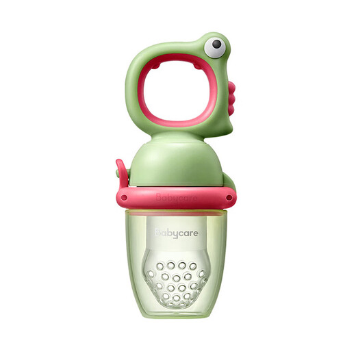 BY BABYCARE Baby Bite Bag Baby Eats Fruit Complementary Food Artifact Fruit and Vegetable Fun 6 Months and Over 1 Year Old Can Push Full Silicone Vog Powder - Free Chain Drop Prevention + 1 Pack Total 2 Mesh Bags