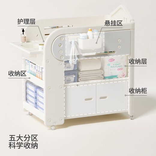 艺途森尿布台宝宝护理台新生婴儿床多功能移动换尿布幼儿洗澡台 多功能护理台+乳胶垫 其他 框架结构 组装