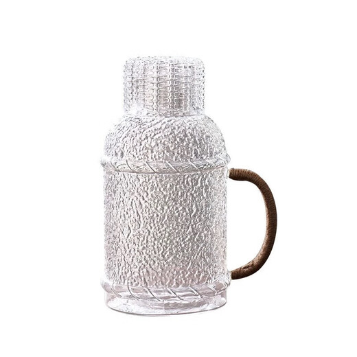 Hemp rope kettle retro national trend glass kettle glass cold kettle teapot large capacity hemp rope kettle with lid 2400ML
