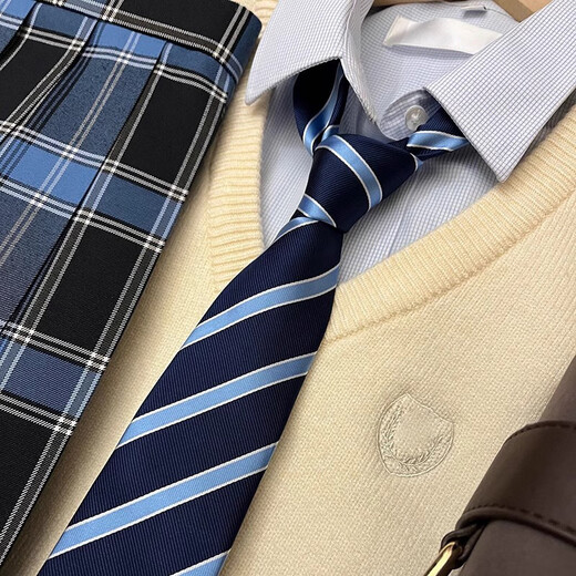 Lu Shanwu Japanese tie with school supply feeling, women's accessories decorative tie, men's and women's uniform shirt, college style two-pack, dark red and blue stripes + navy bottom light blue strips, two-pack 32*7cm