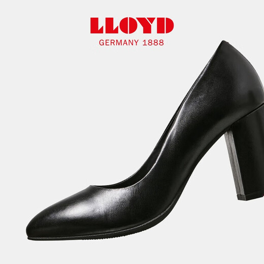 利来（LLOYD）德国进口女鞋牛皮经典优雅百搭粗跟浅口商务高跟鞋标准楦13554 黑色 36