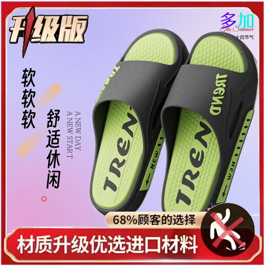 High-end slippers for men with durability and stomp feel when wearing a simple bathroom and dormitory bathing in summer. Junhua./nNo.3 Series 671 Black upgraded version 42-43./One size smaller*Photo posted