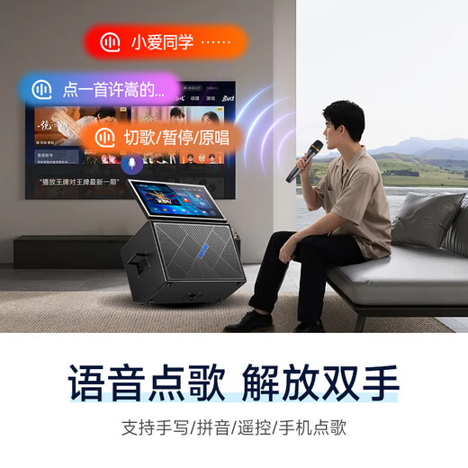 Xianke Outdoor Karaoke All-in-One-Maschine für KTV Audio Set Square Dance-Audio mit Displayscreen singt vollständige Ausrüstung Song-Tuning-Maschine kann eine Verbindung zu TV SW-826 herstellen [30-Grad-Höhenwinkel-Reflexions-Bogen Stereo]