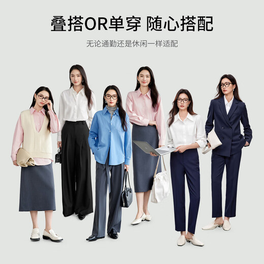 Chandubila 100% Cotton College Style Shirt Women's New Year Comfortable Long Sleeve Top Loose Casual Shirt Blue L