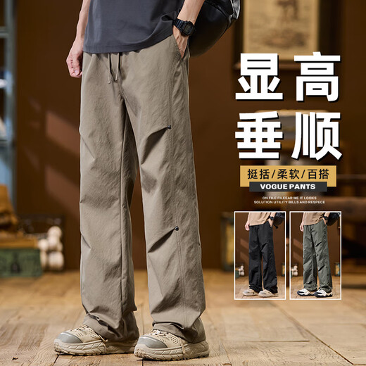 
Semir 2025 new paratrooper work clothes floor pants men's American straight-leg casual pants men's loose wide-leg sports pants 9855 black M