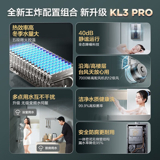 Haier K series KL3PRO 13 liter gas water heater natural gas household water servo constant temperature suitable for one kitchen and one bathroom 15% national subsidy for door-to-door installation
