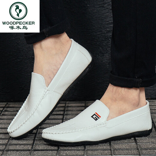 
Woodpecker Spring 2025 new Doudou shoes men's leather shoes Korean version driving shoes lazy shoes social trend casual men's shoes yellow 9880 41