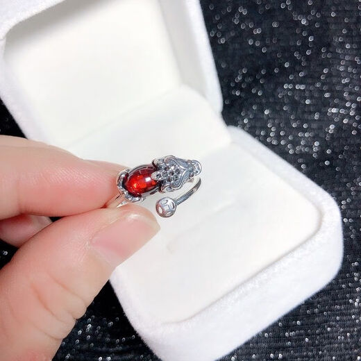 QUAMER gold store style partial wealth ring Pixiu women's S925 sterling silver open index finger men's and women's wealth-gathering and transfer guard Pixiu ring (live mouth adjustable)