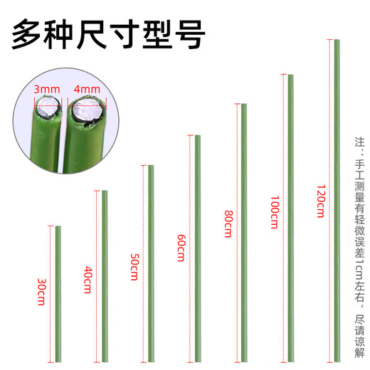 爬藤固定捆绑杆金钱树支撑杆室内瓜果花卉植物园艺花架花盆支架杆 10支4mm绿色60cm长 送10套帽