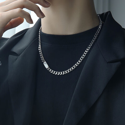 MZMZ platinum necklace men's Cuban plain chain PT950 platinum decorated hip-hop Valentine's Day birthday gift for boyfriend when/next day delivery - light luxury Cuban chain width 7mm chain length 50cm