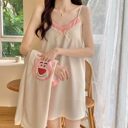 Catman Strawberry Bear Pajamas para mujeres en primavera, verano y otoño Sexy Pecho de pecho ropa de dos piezas MBN_9904# Set de dos piezas Stilzai-Blue M 160