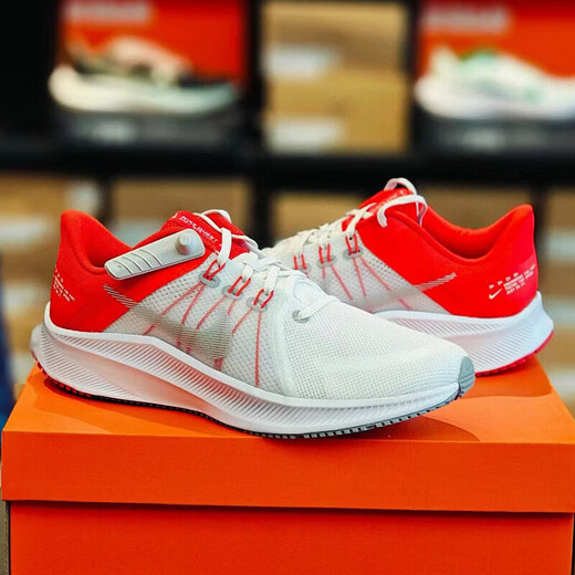 Nike (Nike) Zapatos para hombres Shoes 2025 Summer Nuevos zapatos deportivos Run Swift 3-Side Shock Absorbing Casual Shoes Da1105-100 White and Red 42.5