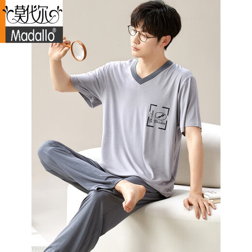 Modal Modal Men's Pyjamas Summer 2025 Nouvelle manche à manches courtes Silk de grande taille Vêtements de maison en vrac Ensemble d'extérieur 6621 XL Taille