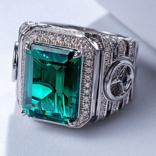 Guanpuge Fat Donglai same style men's platinum ring covered with silver pt950 cultivated emerald index finger men's trendy brand sense luxury car logo platinum covered with silver-Mercedes-Benz car logo No. 18-21
