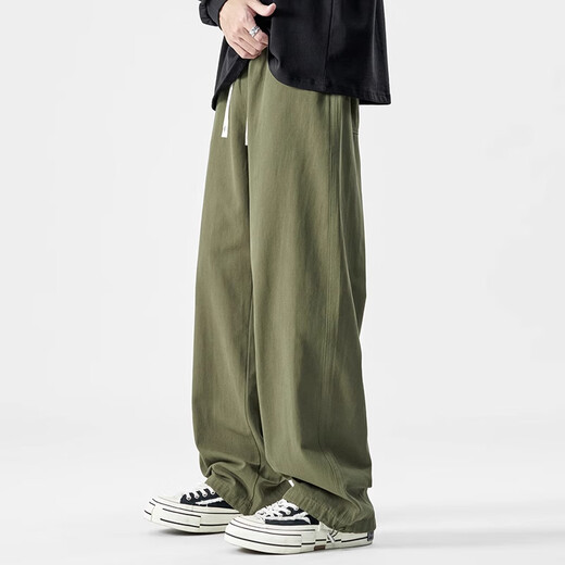 FOG SKY casual pants men spring and summer loose comfortable pendant casual versatile trousers multi-color simple straight work pants men 718-K628 black 3XL (recommended 175-190Jin [Jin equals 0.5 kg])